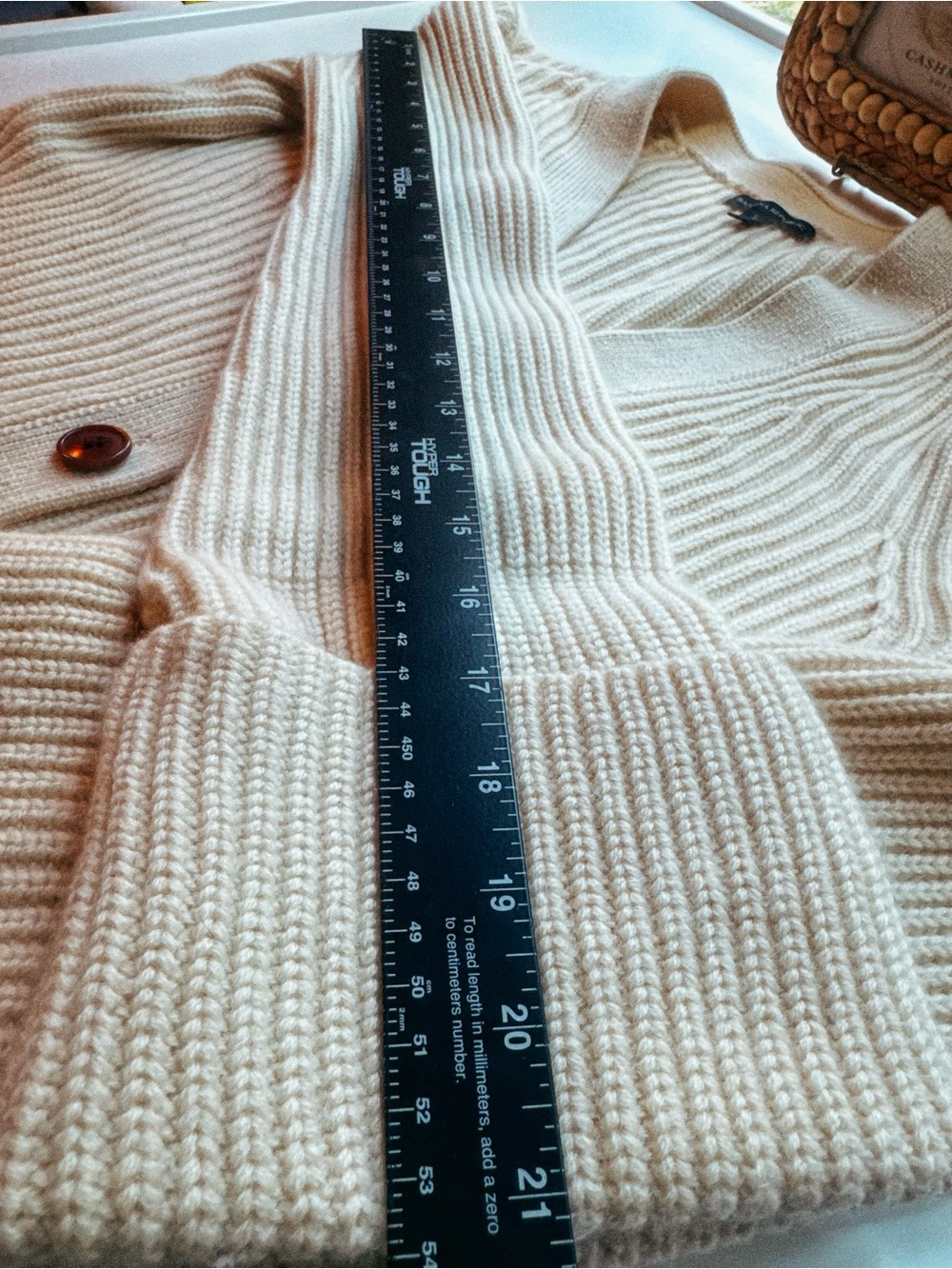 π€ Banana Republic Ivory Cashmere Merino Rib Knit Cardigan S - Picture 4 of 11